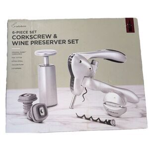 Rabbit 6-piece Set Corkscrew & Wine Preserver‎ Set New In Box
